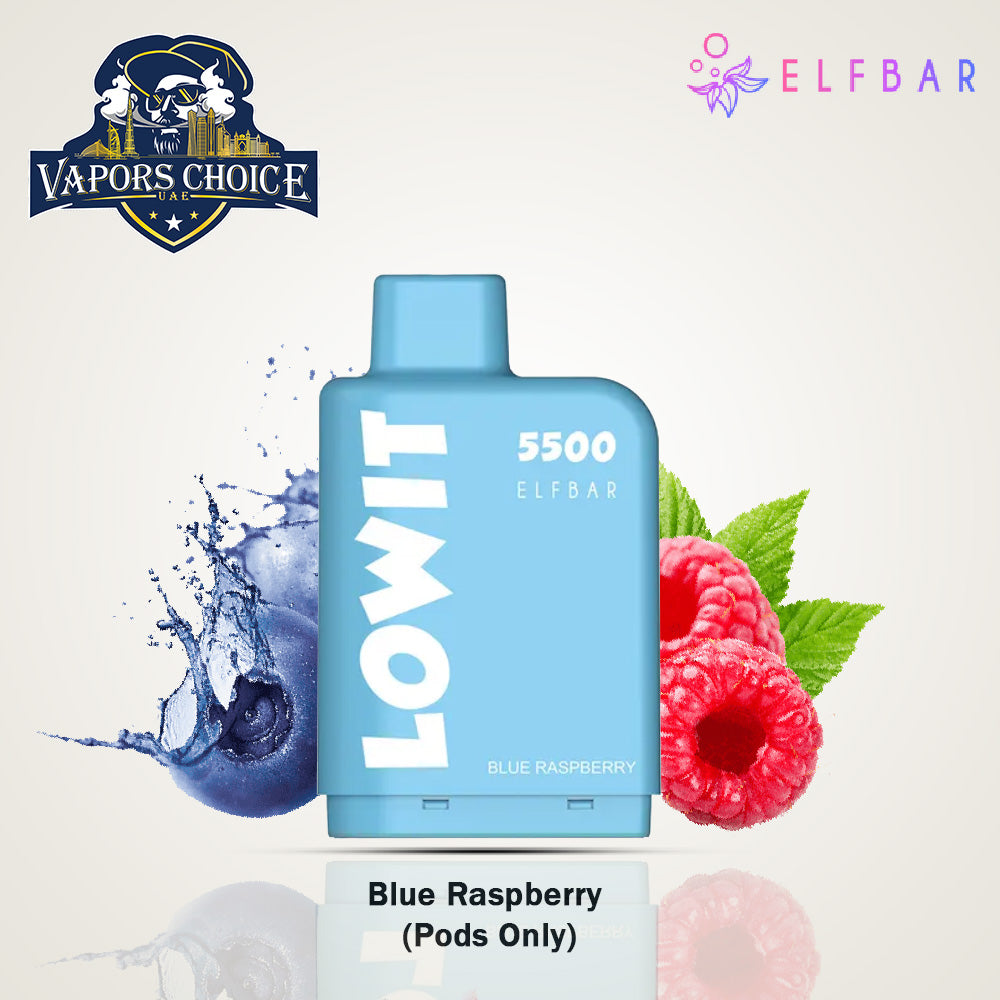 ELFBAR LOWIT (20mg) 5500 PUFFS - DISPOSABLE VAPE PRE-FILLED POD Blue Raspberry Pods UAE Abu Dhabi